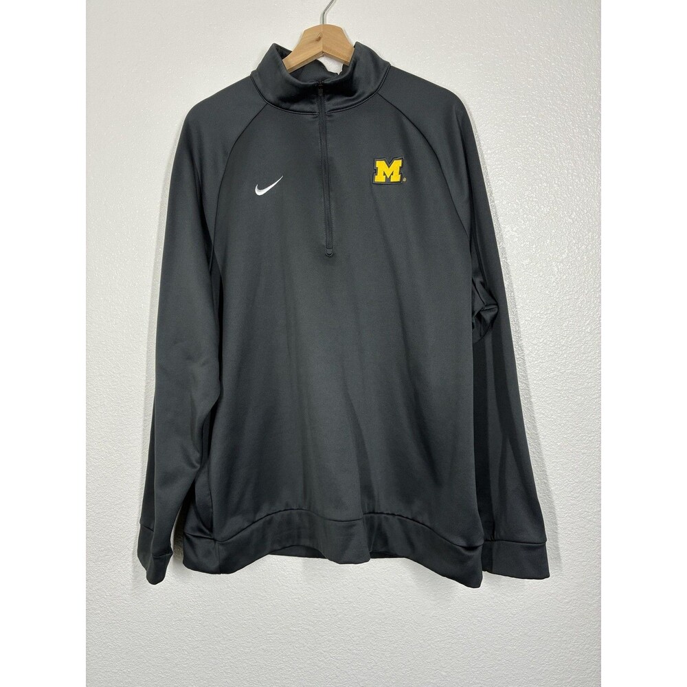 Michigan Wolverines Sweatshirt Mens XL Gray NCAA Football Nike Quarter Zip